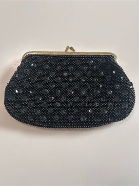 Vintage Black Beaded Coin Purse
